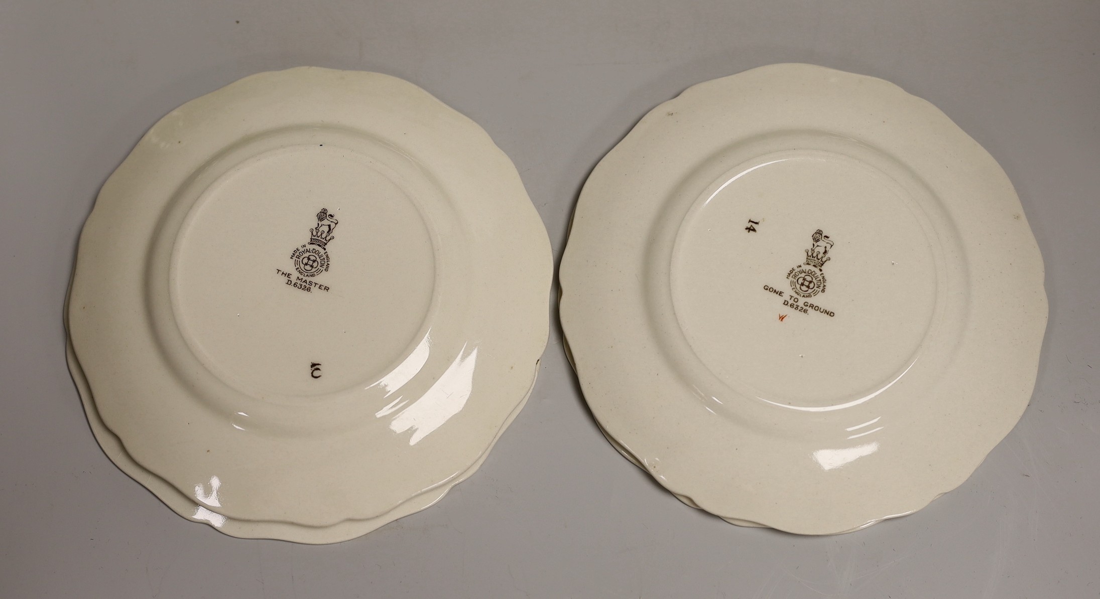 A Royal Doulton series ware hunting sandwich set signed Charles Simpson, D6326